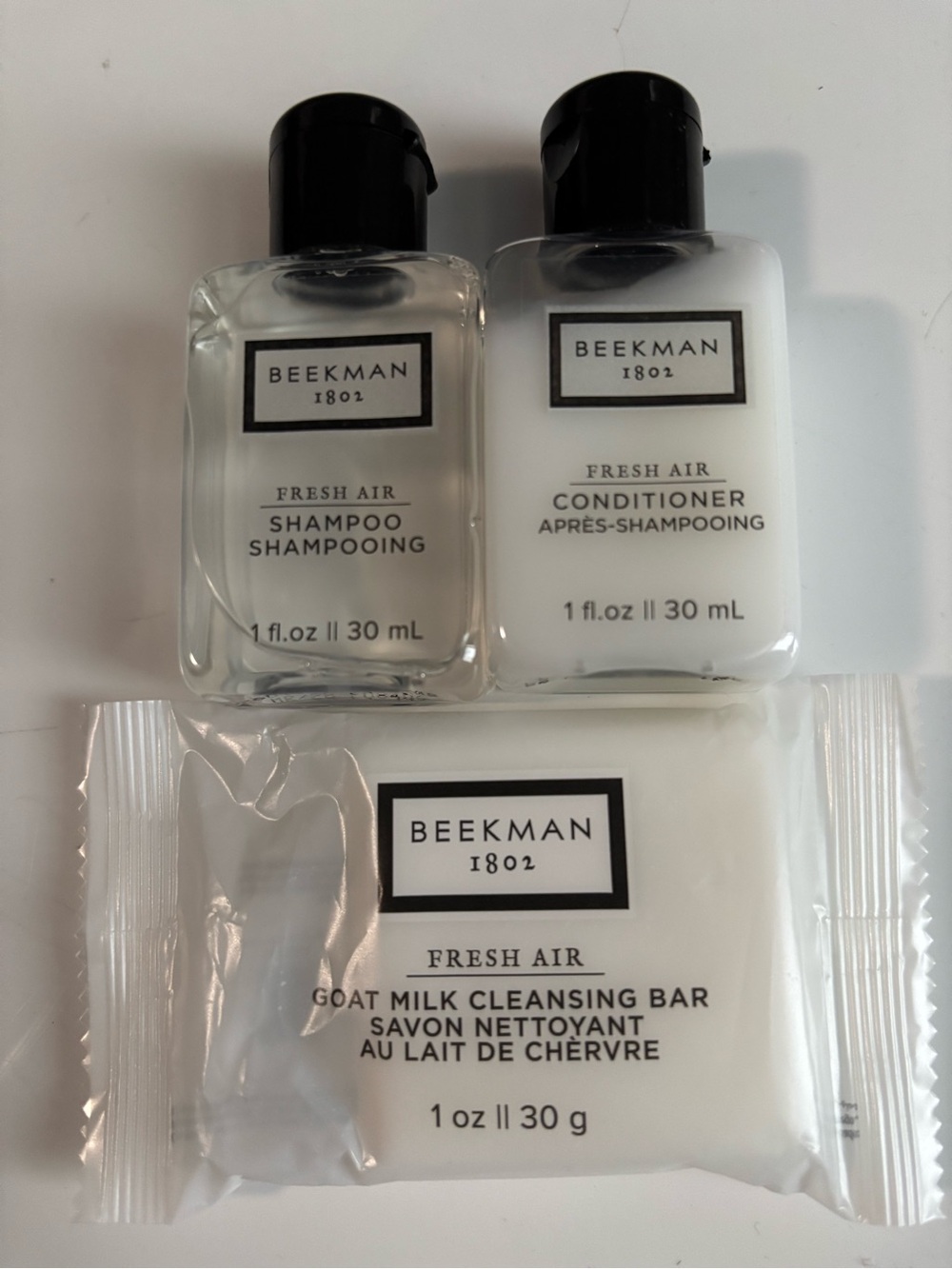 NEW Beekman 1802 Fresh Air Shampoo & Conditioner + soap travel size